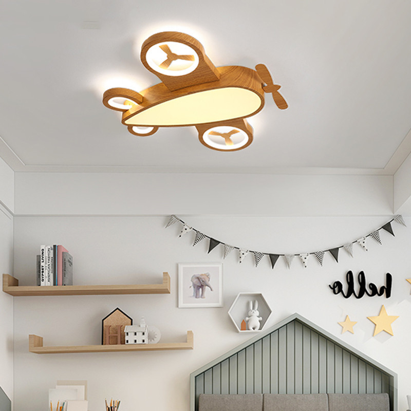 Wooden Cartoon Airplan Ceiling Light Nordic Japanese Kids room lamp(WH-WA-27)