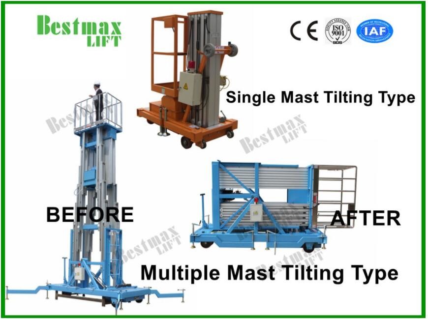 Double Mast Manual Pushing Vertical Lifting Platform For 10m Platform Height