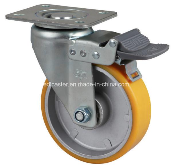 Bearing Type Ball Bearing 5" 300kg Plate Brake TPU Caster 6725-86A in Yellow