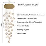 Round pendant light for living room ball crystal gold nordic chandelier(WH-NC-65