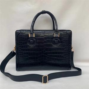 Quality Authentic Real True Crocodile Belly Skin Businessmen Briefcase Bag Genuine Alligator Leather Male Large Black Handbag wholesale