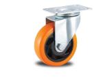 medium duty 3" rigid orange color PU caster double ball bearing , Rueda,
