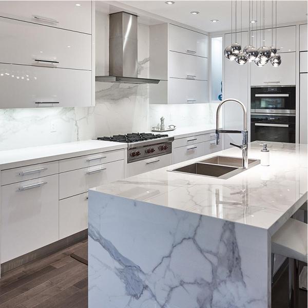 Glossy Cabinets Wood Kitchen Wooden Furniture Kitchen Cabinet Set for Villa