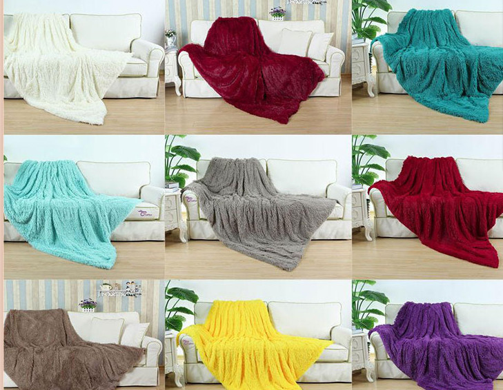 Healthy Warm Pv Fleece Fake Fur Blanket For Home / Hotel Bedding And Throws