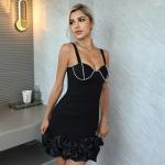 Sexy Ruffle Hem Square Neck Sleeveless Party Mini Dress Bodycon RuffleHem Love