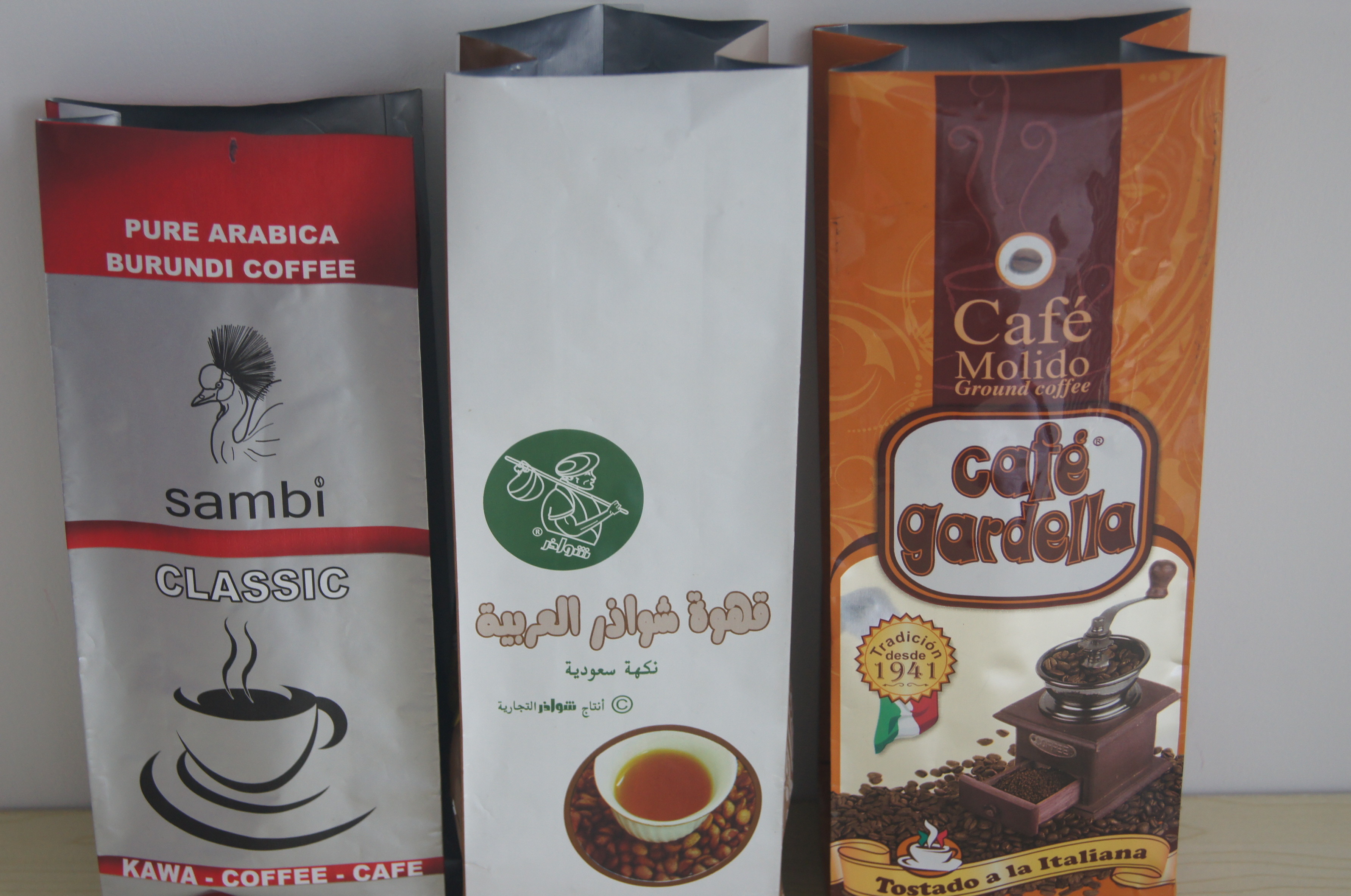 Durable Side Gusset Flat Bottom Tea Packaging Bags Coffee Beans Plastic Bag