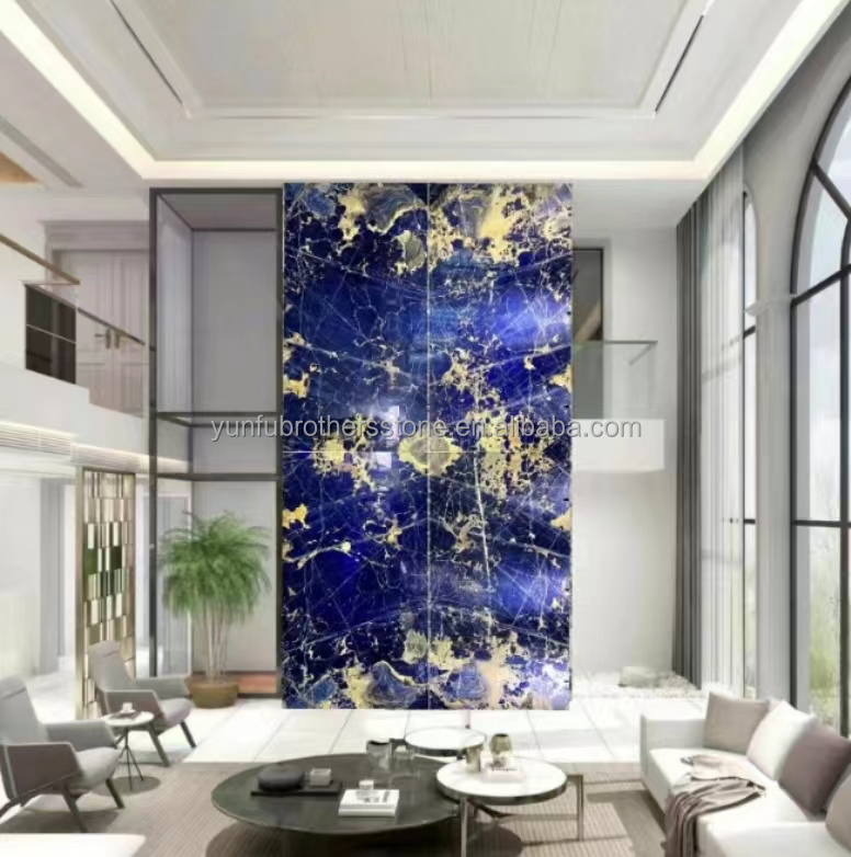 Modern Blue Stone Polished Cloisonne Marble Tile for Dining Room and Living Space