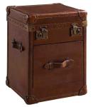 Brown White Leather Retro Trunk Vintage With Lock Wood Nightstand With Fur