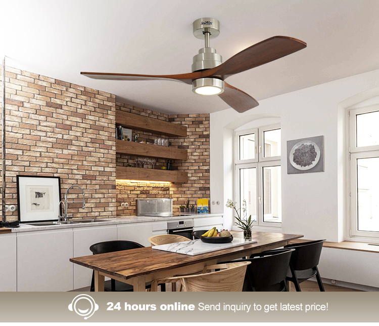 110-240V/50Hz-60Hz Input Voltage V LED Ceiling Fan with Metal Body and Solid Wood Blades