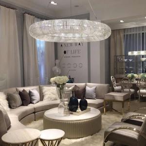 Quality Luxury Circle Crystal Chandelier For Living Room Led Home Decor Lamp large pendant light(WH-CY-190) wholesale