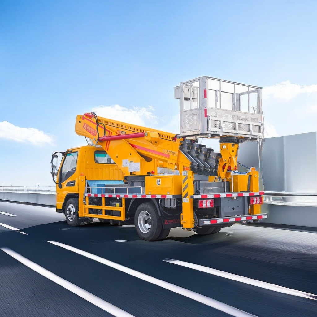 25m Diesel Aerial Work Platform Truck 2 Axles with Front V and Rear V Outriggers Emergency Pump