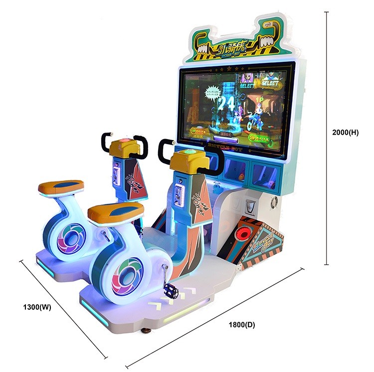 300W Kids Arcade Machine / Single And Double Competitions Possible Redemption Ticket Rider Bike Game Machine