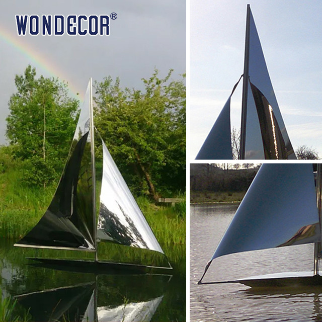 Customized Weather Proof Stainless Steel Outdoor Sculpture Decoration Abstract Sailing