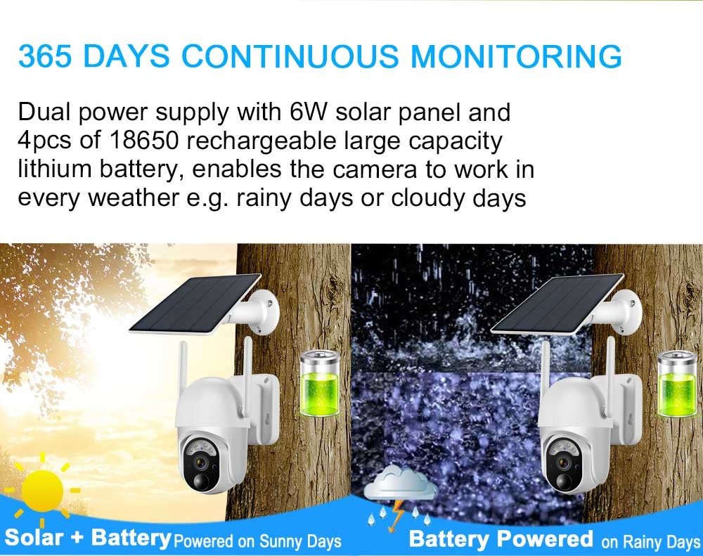 3MP 4G Solar Surveillance Camera Outdoor 10400mAh Battery Powered Security Camera