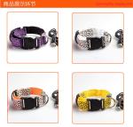 Durable leopard print dog cat safety LED light glow flashing nylon pet necklace