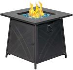 28 Inch 50000 Btu Propane Gas Fire Pit Square Outdoor For Deck Porch
