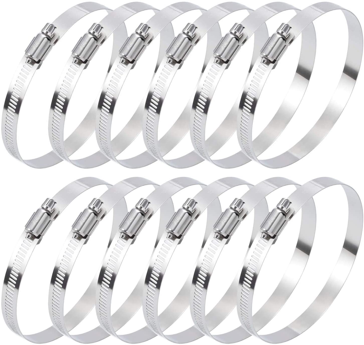 ZINC Finish Heavy Duty Clamp 4 Inch 304 Stainless Steel Hose Clamps Duct Clamp with Worm Gear Metric Measurement System 91-114mm Fuel Line Cl