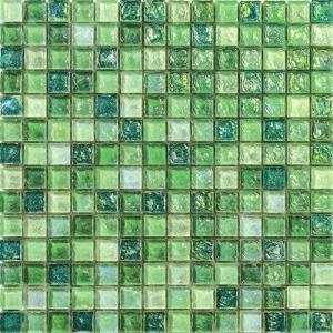Quality Flesh green color water waving glass mosaic tile for your garden wholesale