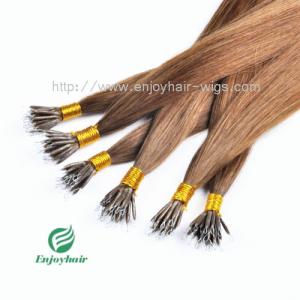 Quality Nano Ring Hair Extensions16''- 26&quot; 100% Human Indian Remy Hair 8# color hair extension wholesale