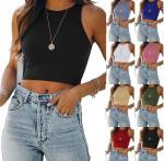Low Moq Manufacturer Women'S High Waist Sleeveless Crew Neck Racer Top S-XL 100%