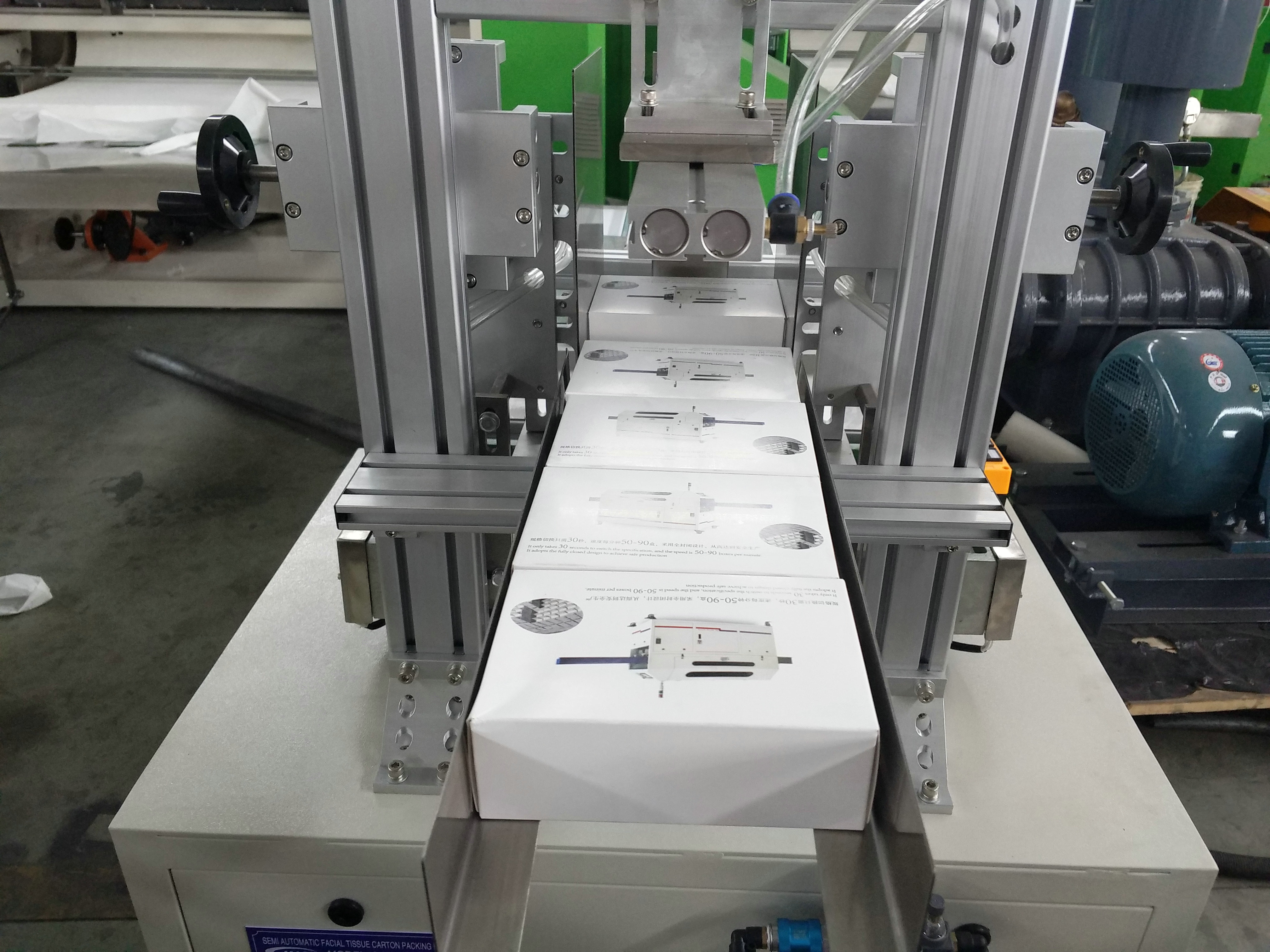 Low Investment Semi Automatic Facial Tissue Paper Packing Machine 36-40 boxes/min
