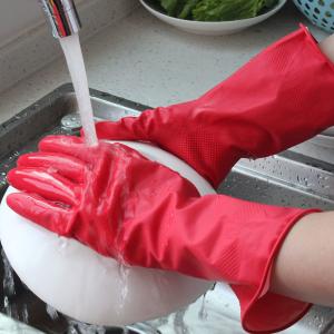 Quality Flexible Kitchen Dip Flocklined Rubber Dishwashing Gloves L50g wholesale