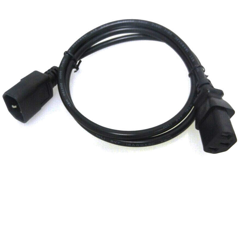 Black IEC 60320 C13 Household Extension Cord 125V 10A 3 Prong AC Power cable