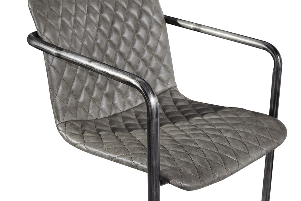 Soft Grey Leather Dining Room Chairs , Upholstered Dining Room Chairs With Arms