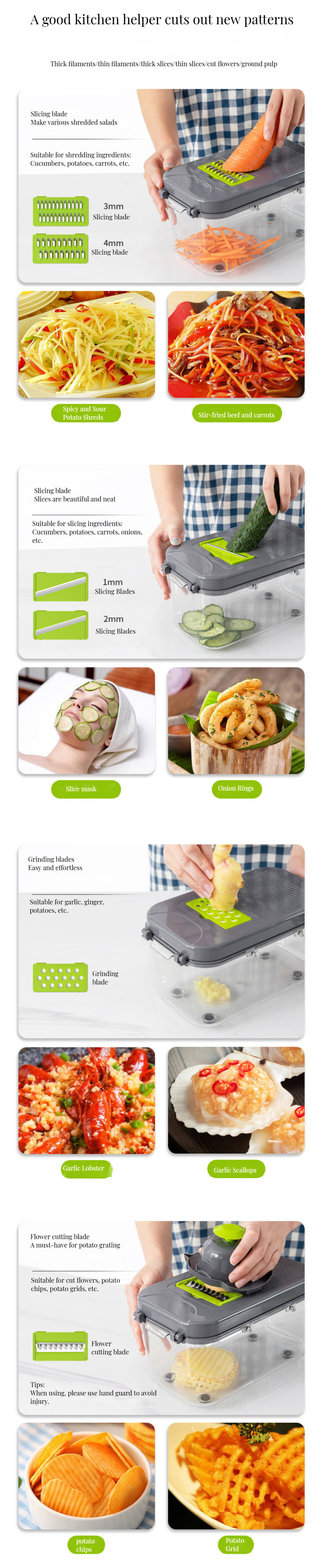 BAMBOO 22 in 1 Multi-functional Vegetable Cutter Food Chopper Fruit Slicer Food Cutter