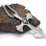 Gothic Fashion Men's Necklace 925 Silver Plated Titanium Stainless Steel Cross