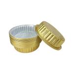 Golden Aluminum Foil Trays with Lid Disposable Round BBQ Box Takeaway Lunch