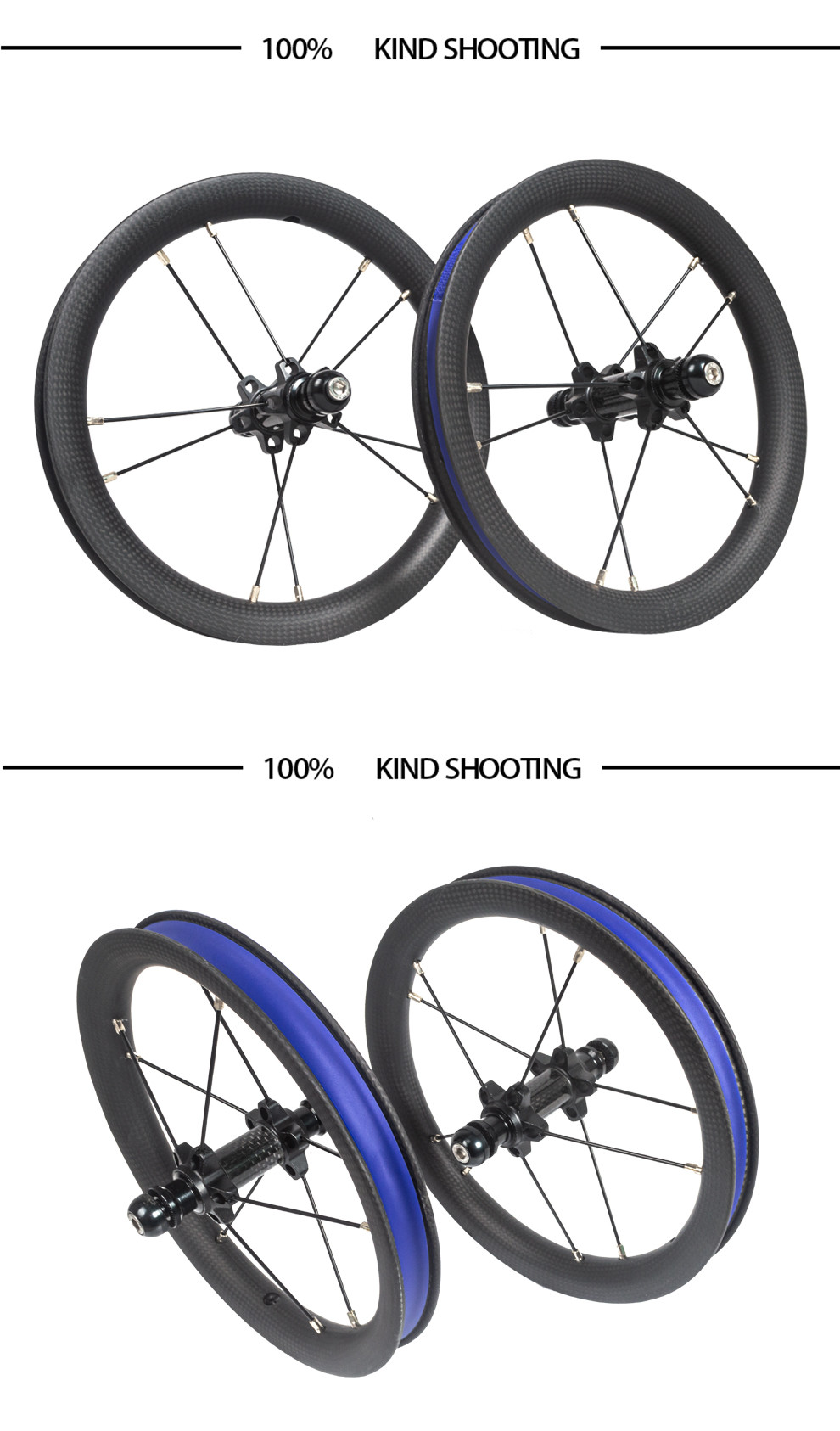 Full Carbon Fiber Wheels Children Push Balance Bike Wheelset 12 Inch