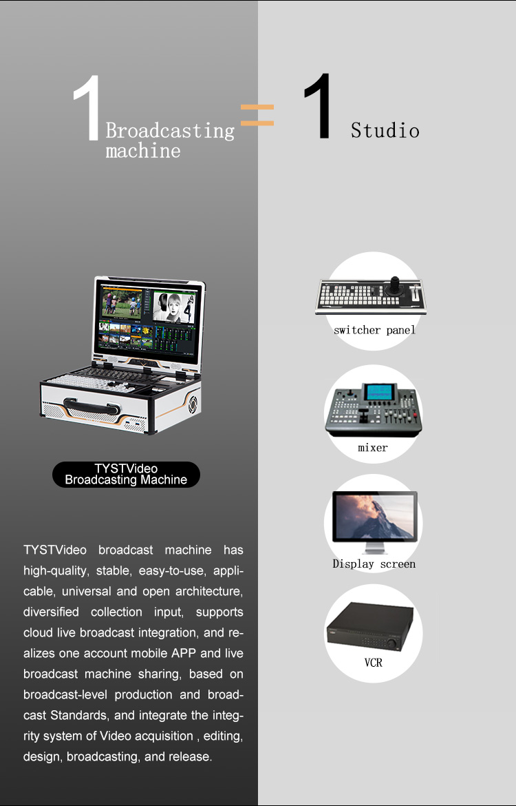 Live Streaming Radio TV Broadcasting All-In-One Machine Built-In 12 Channel Switcher