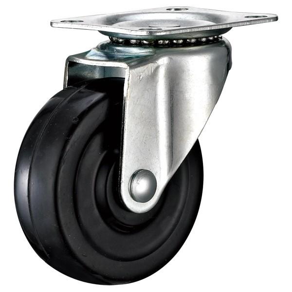 Small Swivel black rubber caster for light duty shelf, 2",2.5",3" light duty