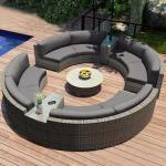 Outdoor Round Shaped Woven Rattan Sofa Garden Leisure Rust Resistant Waterproof