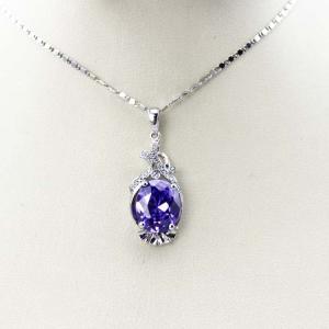 Quality Sterling Silver Jewelry 9x11mm Oval Amethyst Cubic Zircoina Pneant (PSJ0416) wholesale