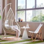 High Quality Balcony Handmade PE Rattan Swing Hanging Basket Chair