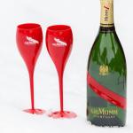 Unbreakable Acrylic G.H. Mumm Champagne Glasses Red Plastic Tulip Champagne