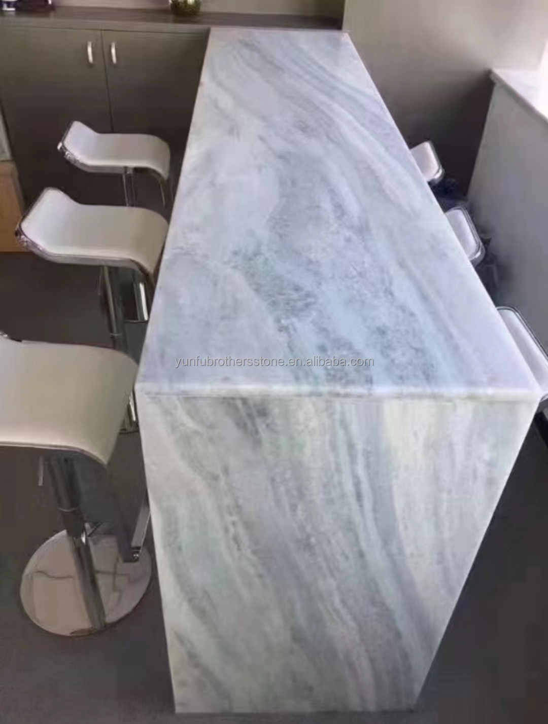 Upgrade Your Living Staircase Hall with 20mm Blue Ice Onyx Stone Veneer and Backlight