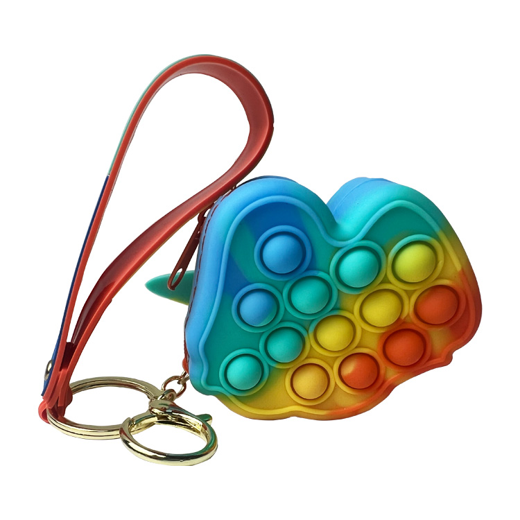 OEM ODM Kids Silicone Fidget Toys , Rainbow Unicorn Popper Purse
