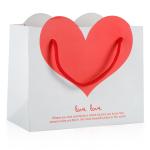 Heart Shape Retail Paper Shopping Bags / Promotional Gift Bags With Cotton Rope