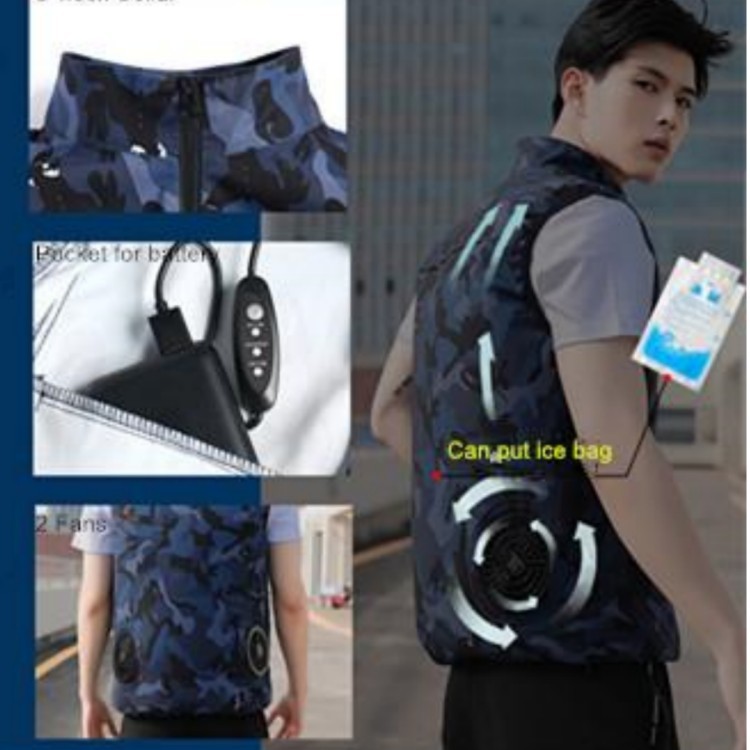 245g Air Conditioning Vest For Men Summer Cooler Stand Collar
