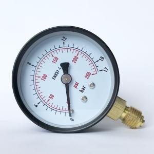 Quality Painted Steel Case 250 Psi Pressure Gauge Brass Connection Lower Mount Glass Lens wholesale