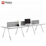 Commercial Office Furniture Four-Person Metal Legs Table Customizable White