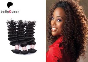 Quality Smooth And Soft Grade 7A Virgin Hair , Black Curly Human Hair Extensions wholesale