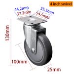 Light Duty Swivel Casters 100mm 4 Inch Casters With Brake