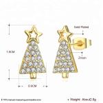 Wholesale Fashion Jewelry Star Zircon Earring Gold Plated Christmas Tree