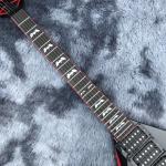 Custom black Bat 6-strings tremolo bridge electric guitar mahogany body black