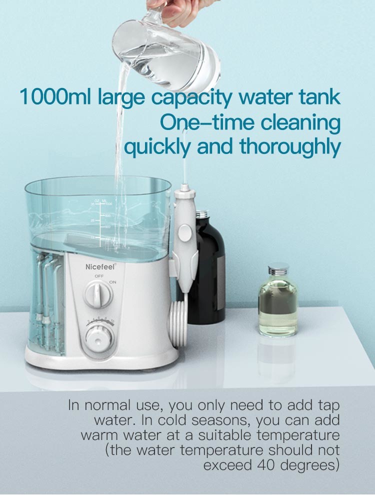 110V 240V Power Tank Water Flosser Cordless 3 Types 2.5mm Nozzle