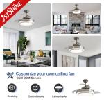 42 Inch Decorative Hidden Blade LED Light Ceiling Fan with Pure Copper Motor